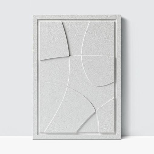 Obraz 3D 35x50cm Abstract I – Dekoracja Ścienna z Tynku Naturalnego, Bianco Minimalistyczny Relief