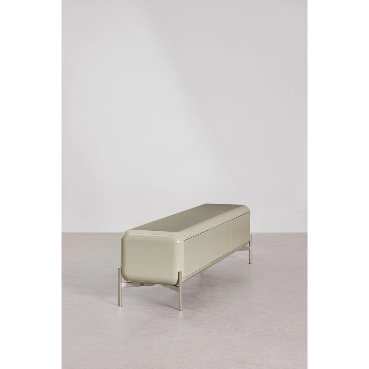 Komoda RTV z MDF błyszcząca Alazne 180x40 cm miętowa