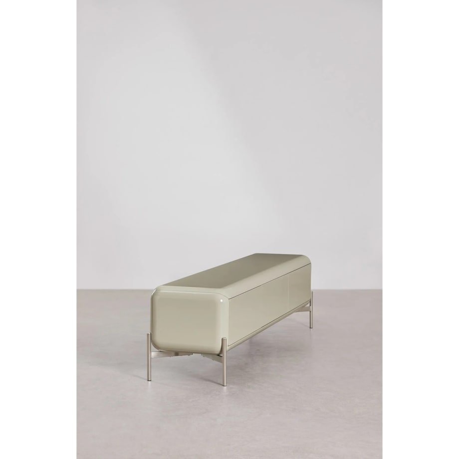 Komoda RTV z MDF błyszcząca Alazne 180x40 cm miętowa