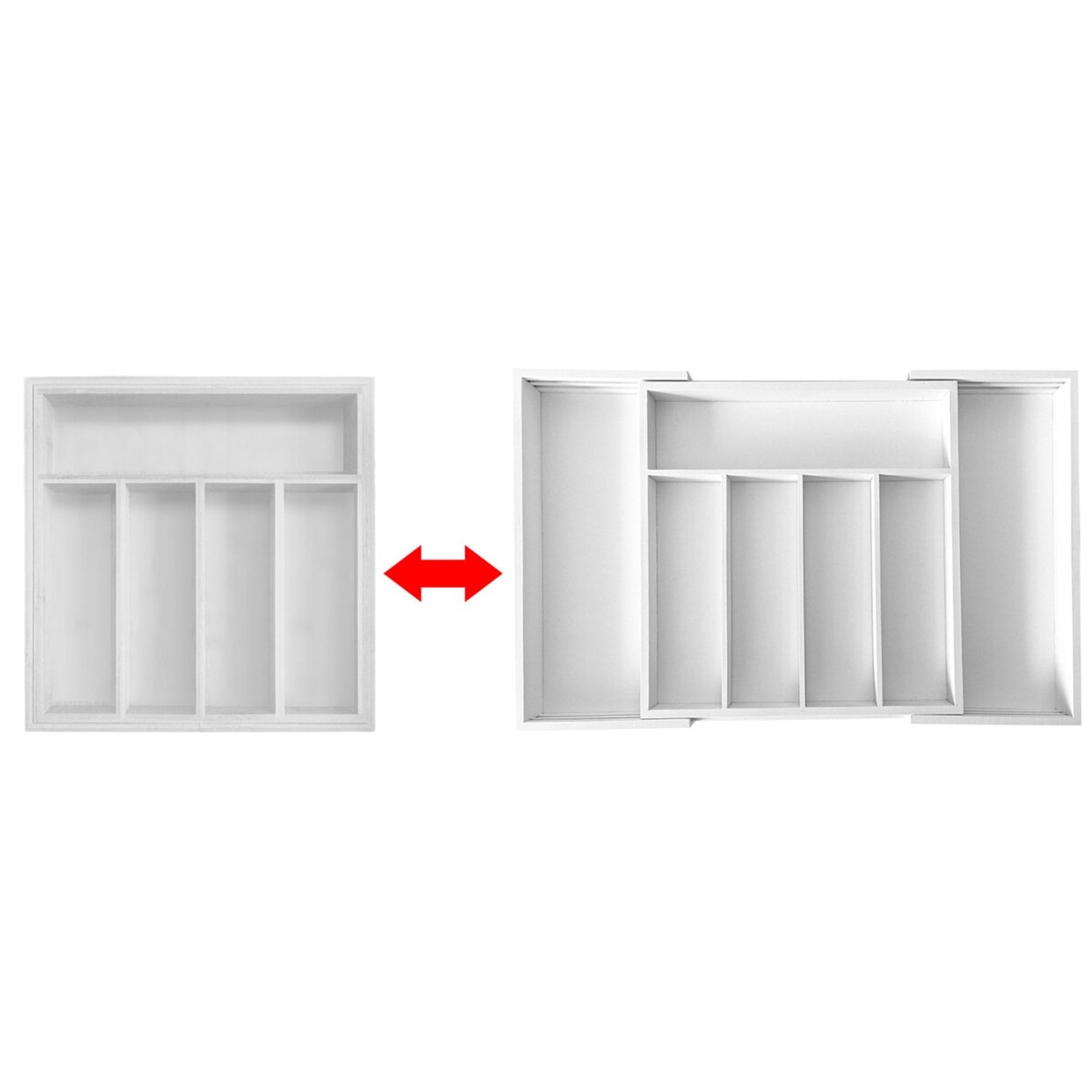 Wkład organizer do szuflady na sztućce rozsuwany 52/31x31cm biały KINGHOFF