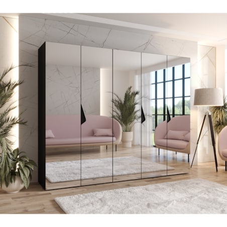 Szafa uchylna z lustrem Sandi 3 250 wys 202 cm Czarny + u Czarny