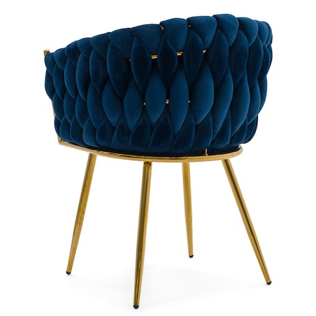 KRZESŁO DO SALONU TAPICEROWANE Z PLECIONYM OPARCIEM ROSA GOLD GRANATOWE