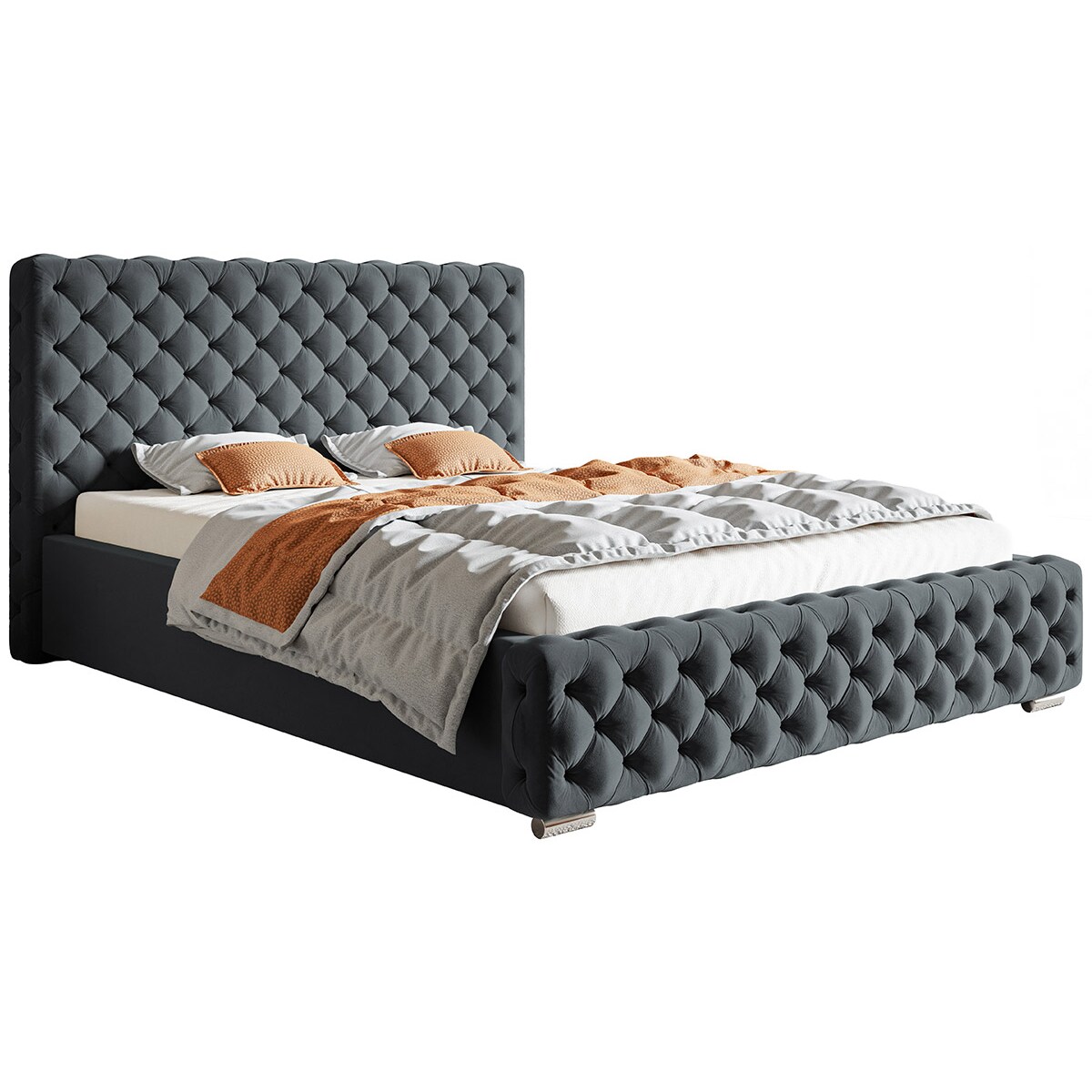 Łóżko sypialniane 160x200 BEN 12- grafitowy, tkanina welur