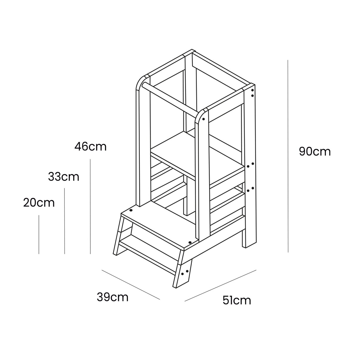 Kitchen Helper Drewniany Pomocnik Kuchenny dla Dziecka, Biały-Naturalny