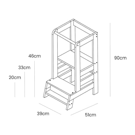 Kitchen Helper Drewniany Pomocnik Kuchenny dla Dziecka, Biały-Naturalny