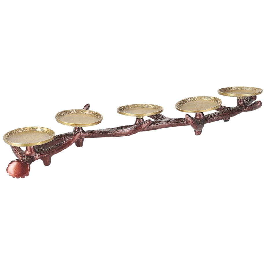 Świecznik metalowy brązowy ze złotym CLEONAE