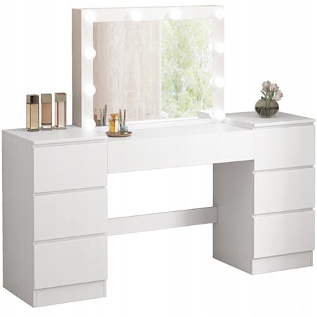 Toaletka z lustrem z szufladami biała do makijażu glamour nowoczesna loft