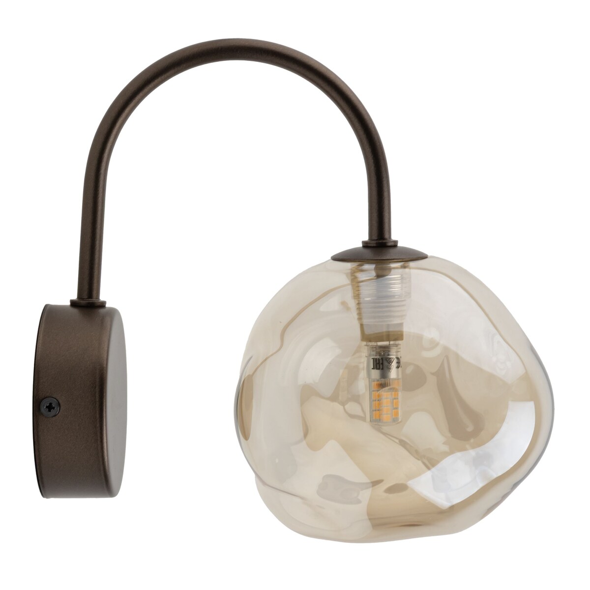 Kinkiet ścienny TK Lighting LAVA BROWN 11024 brązowy, szklany klosz bursztynowy, G9, nowoczesny