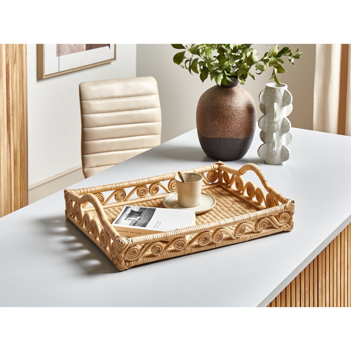 Taca dekoracyjna z rattanu jasna CALAYAN