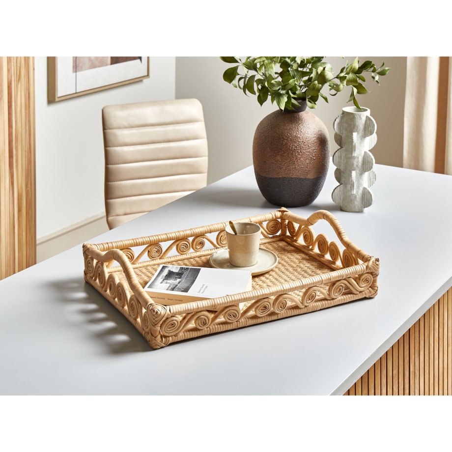 Taca dekoracyjna z rattanu jasna CALAYAN
