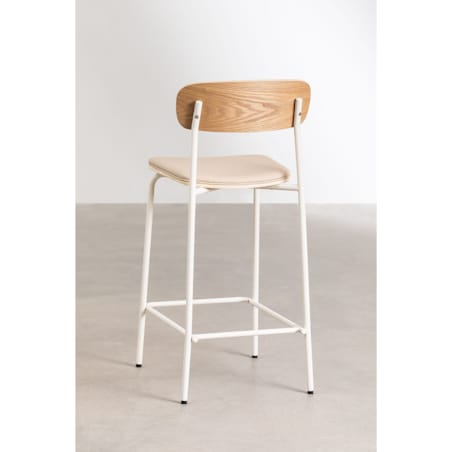 Krzesło barowe metal, ekoskóra Wipler 66,5 cm kremowe