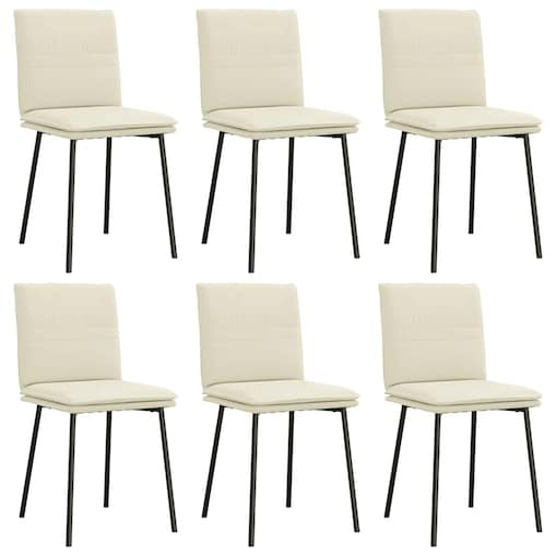 vidaXL Krzesła stołowe, 6 szt., kremowe, obite aksamitem