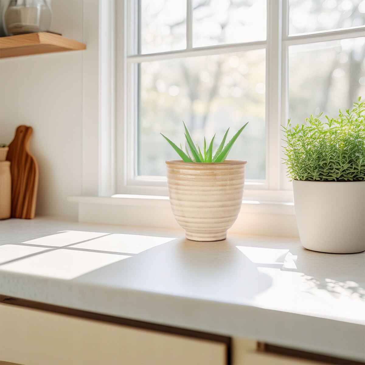 DONICZKA DO STORCZYKA BEŻOWA 12cm skandynawska osłonka na parapet kwiaty