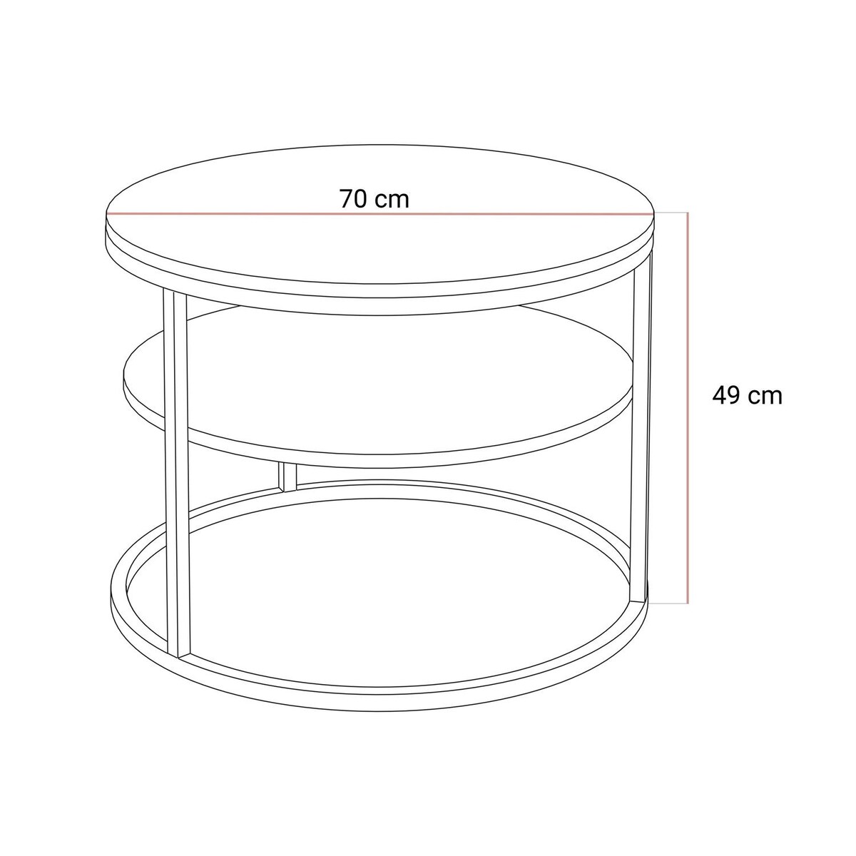 Stolik Kawowy CIRI KASZMIR wysoki połysk z półką, blat biały połysk