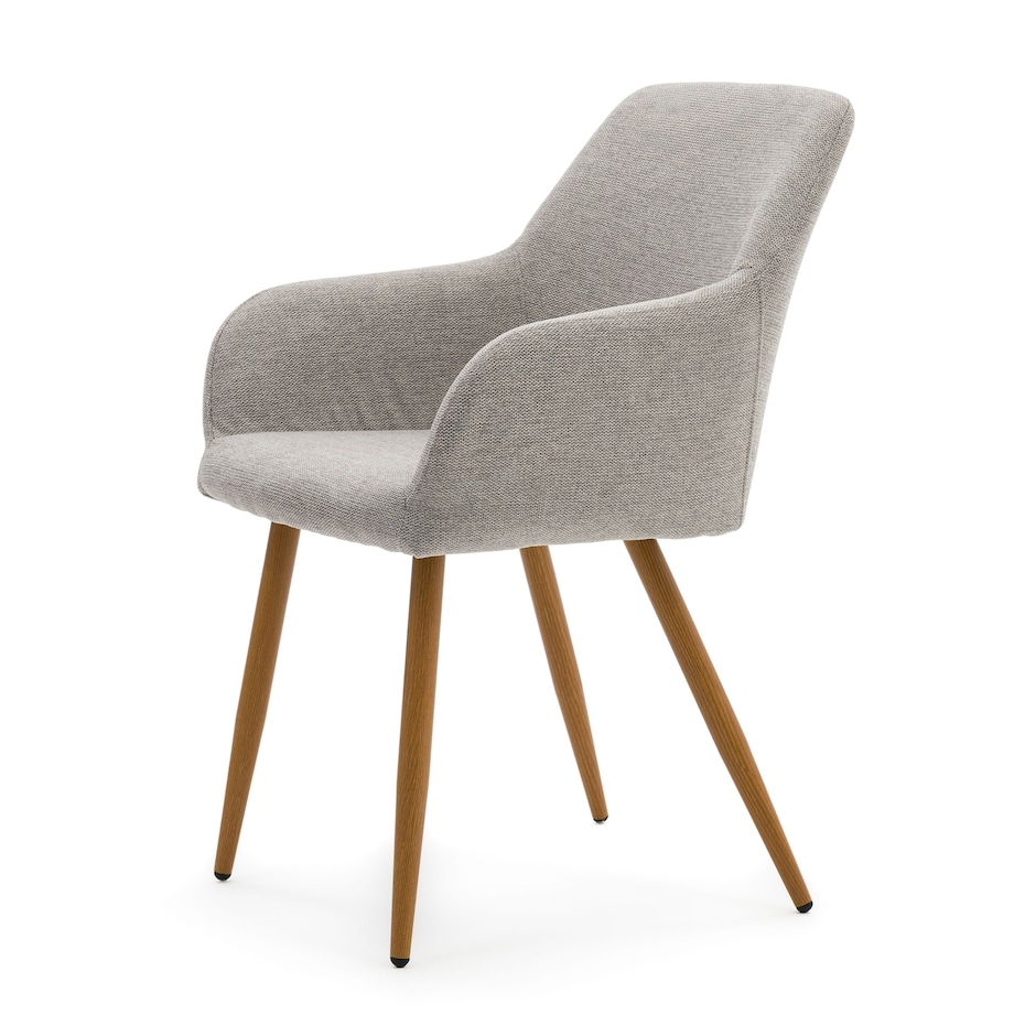 Krzesło skandynawskie szare SCANDI do salonu jadalni metalowe nogi w kolorze drewna