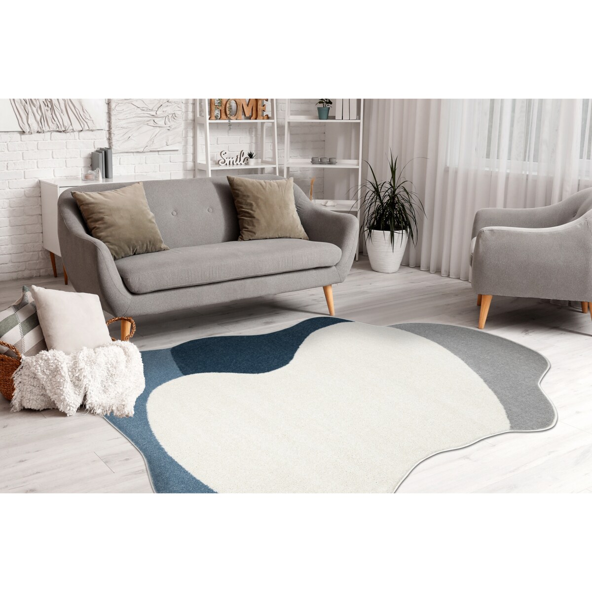 Dywan FUSION 5710 biały / granatowy Shape - 160x220 cm