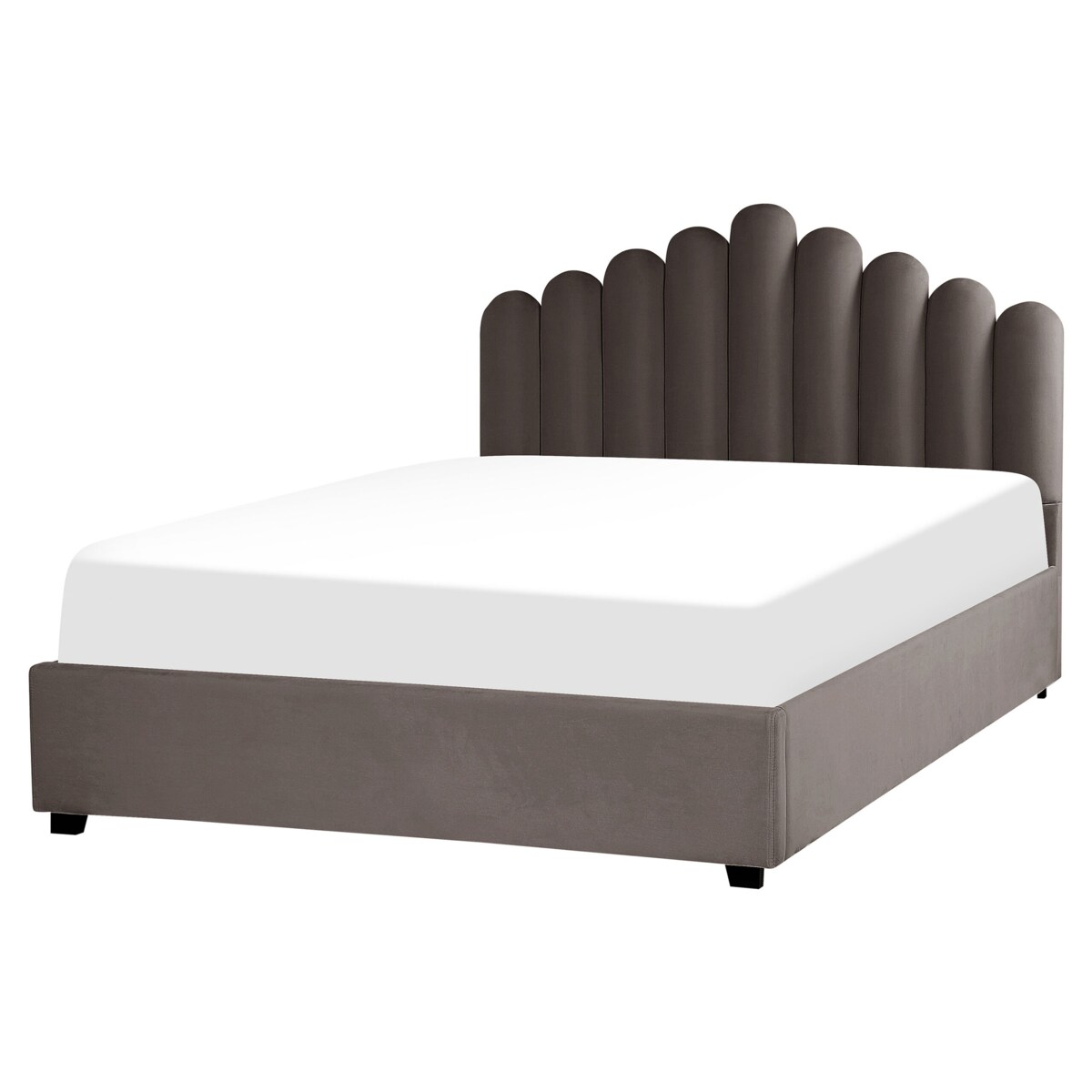 Łóżko z pojemnikiem welurowe 160 x 200 cm beżowoszare VINCENNES