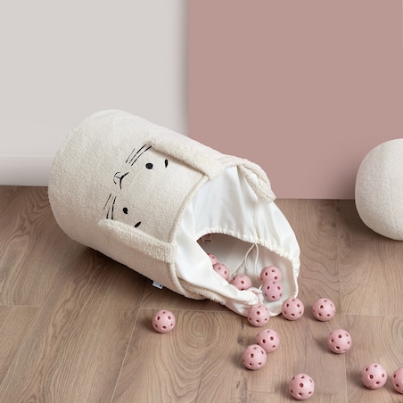 kosz na zabawki sipo, wersja premium boucle, zamykany na ściągacz, kremowy królik, xl