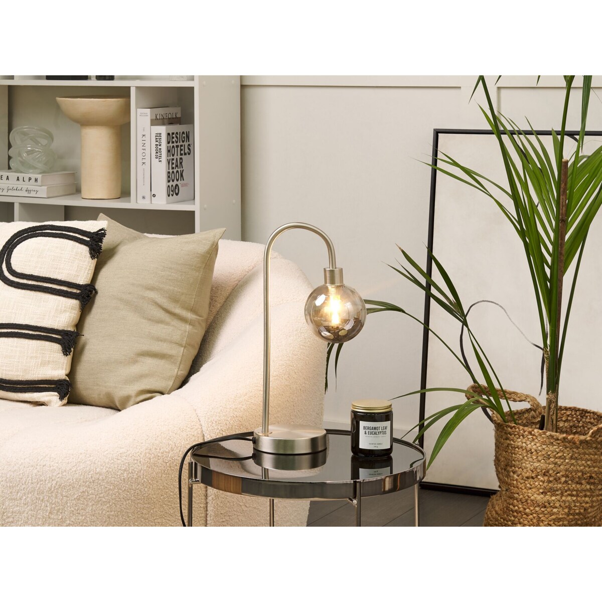 Lampa stołowa metalowa srebrna RAMIS