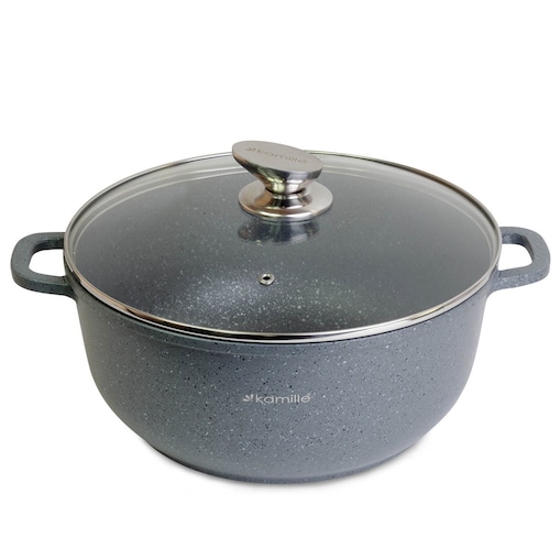 Garnek kociołek granitowy z pokrywką 6.5L indukcja na gaz KAMILLE
