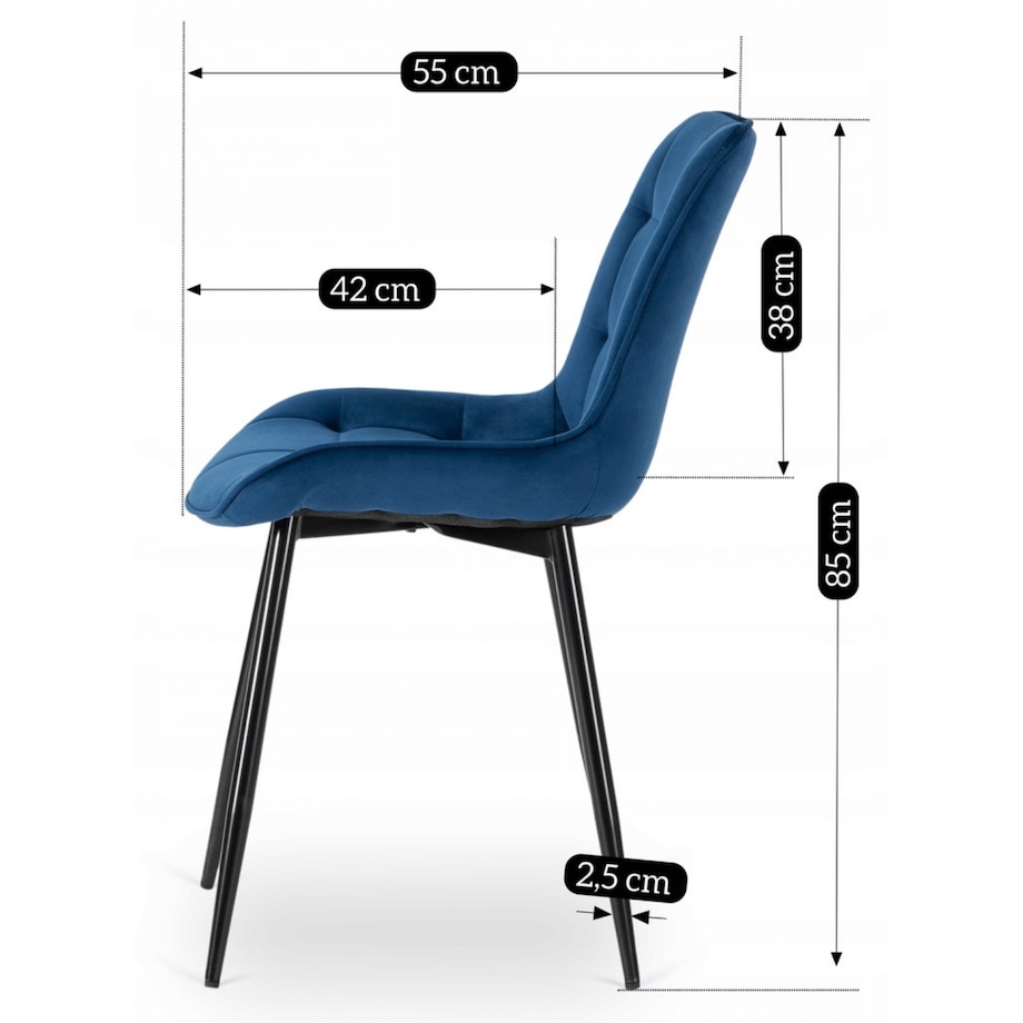 Krzesło Tapicerowane Welurowe Do Salonu Jadalni Kuchenne Granatowe CHRIS
