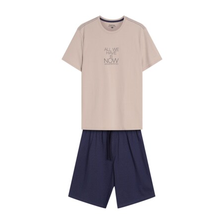 Piżama Dreamber 42632-02X Beżowo-Niebieski, L