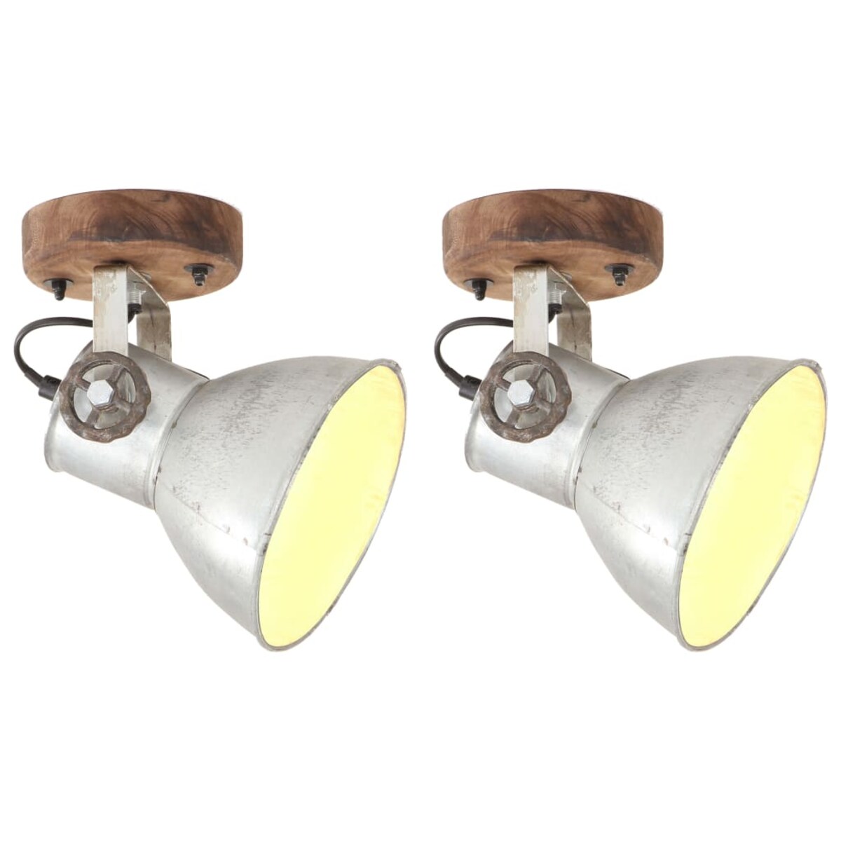 vidaXL Industrialne lampy ścienne/sufitowe 2 szt. srebrne 20x25 cm E27