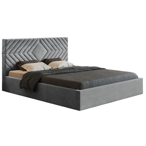 Łóżko tapicerowane 140x200 OLDO 2 z pojemnikiem, do sypialni- szare