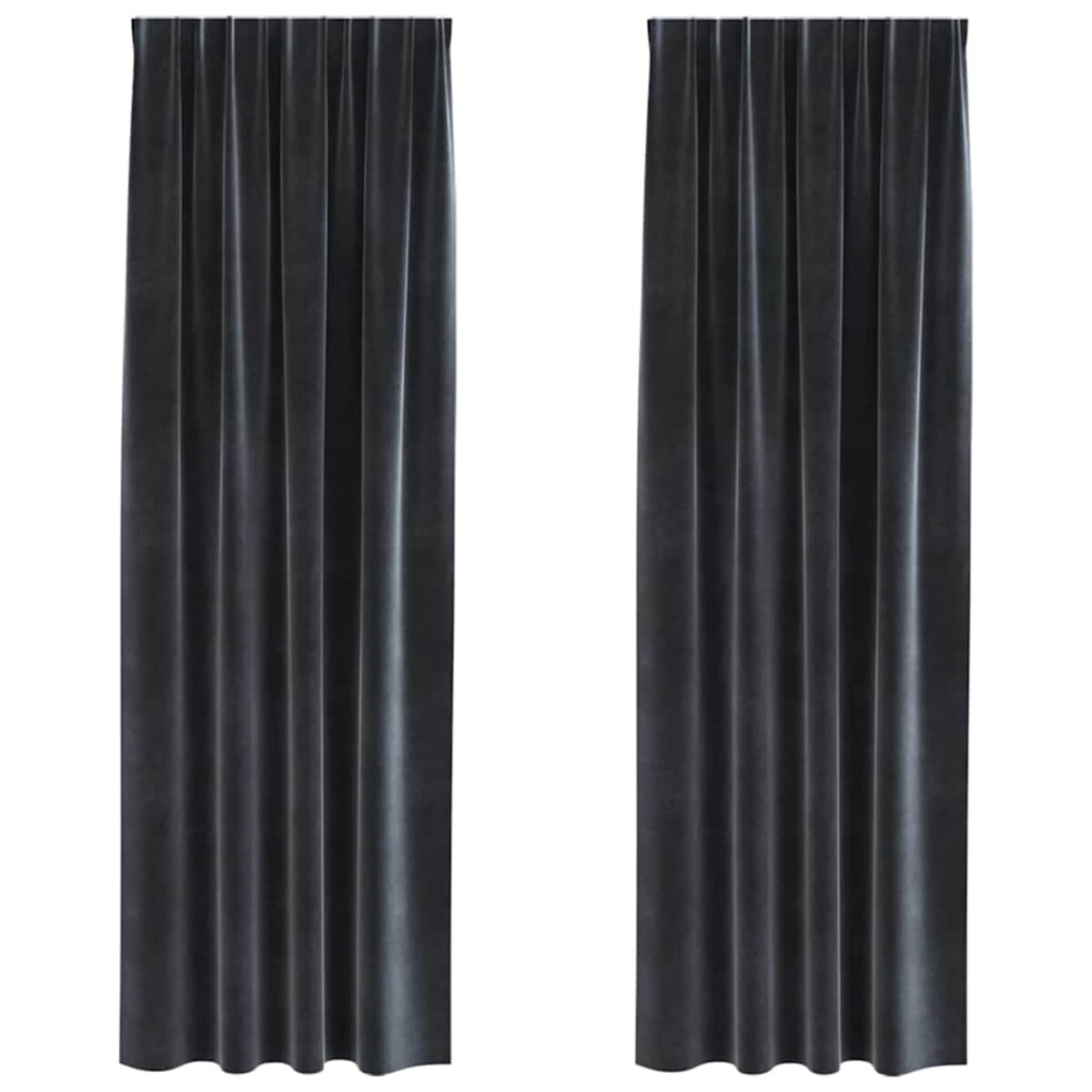 vidaXL Zasłony z zasłonami 2 pcs ciemno szary 140 x 260 cm Aksamit