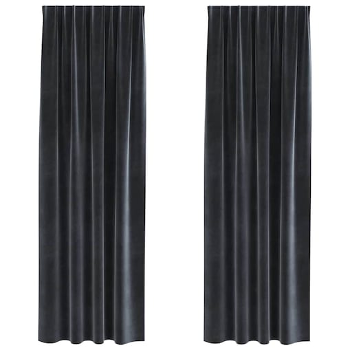 vidaXL Zasłony z zasłonami 2 pcs ciemno szary 140 x 260 cm Aksamit