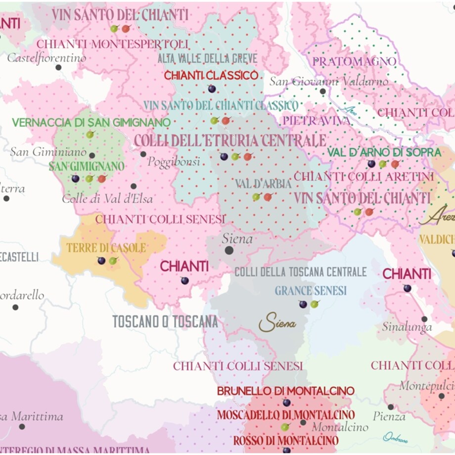 plakat TOSKANIA WŁOCHY region winiarski 40x50cm