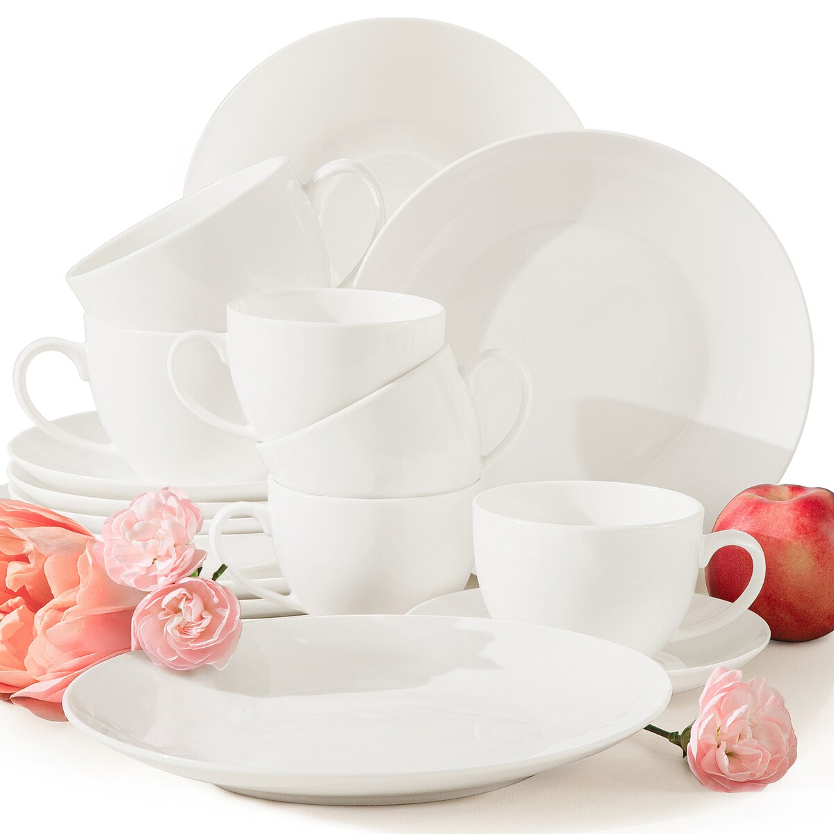 KONSIMO AD BELLA, Zestaw kawowy 6 os. (18 el.), kolor ecru