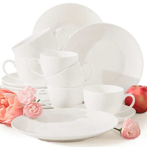 KONSIMO AD BELLA, Zestaw kawowy 6 os. (18 el.), kolor ecru