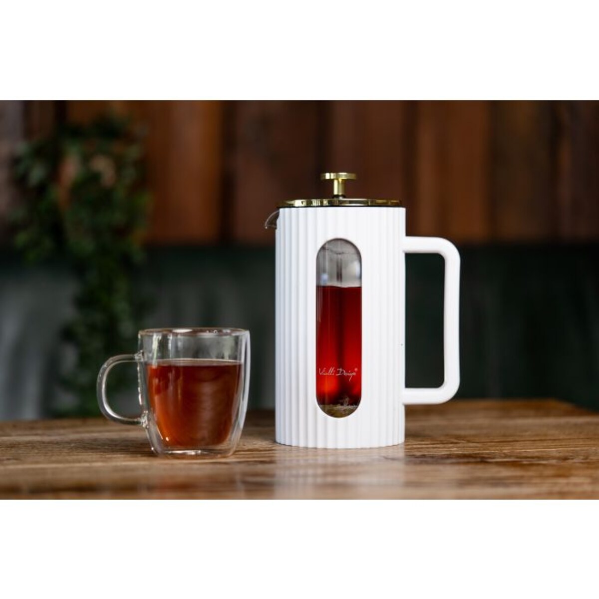 Zaparzacz do kawy i herbaty 1000ml biało/złoty Livio 1708