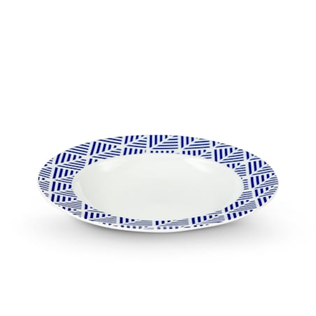 Konsimo LIVIDUS Talerz głęboki, biały/niebieski