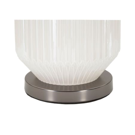 Lampa stołowa Brighty, kolor biały i szary, szkło i żelazo, 37,5 x 37,5 x 65 cm, 1 x E27, styl nowoczesny, do salonu i sypialni, Mauro Ferretti