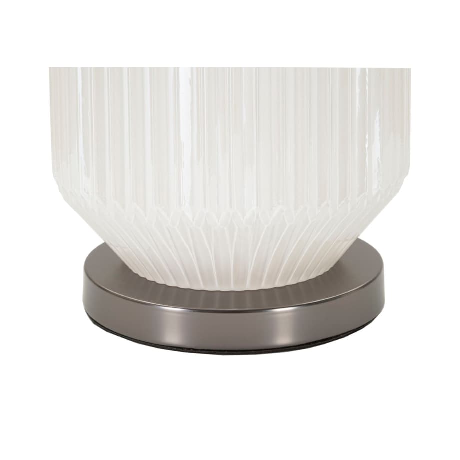 Lampa stołowa Brighty, kolor biały i szary, szkło i żelazo, 37,5 x 37,5 x 65 cm, 1 x E27, styl nowoczesny, do salonu i sypialni, Mauro Ferretti