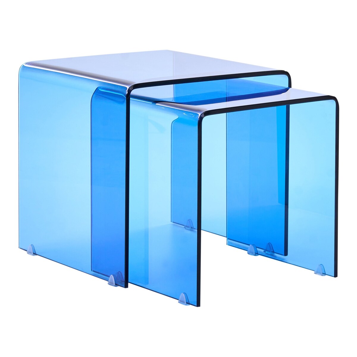 Zestaw 2 stolików pomocniczych KENDALL Szkło hartowane Niebieski