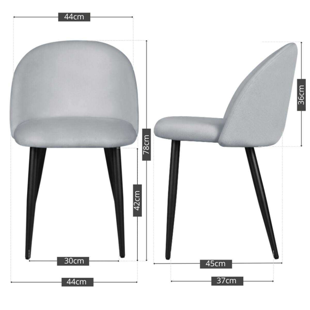 Krzesło tapicerowane do salonu jadalni welurowe velvet szare nowoczesne