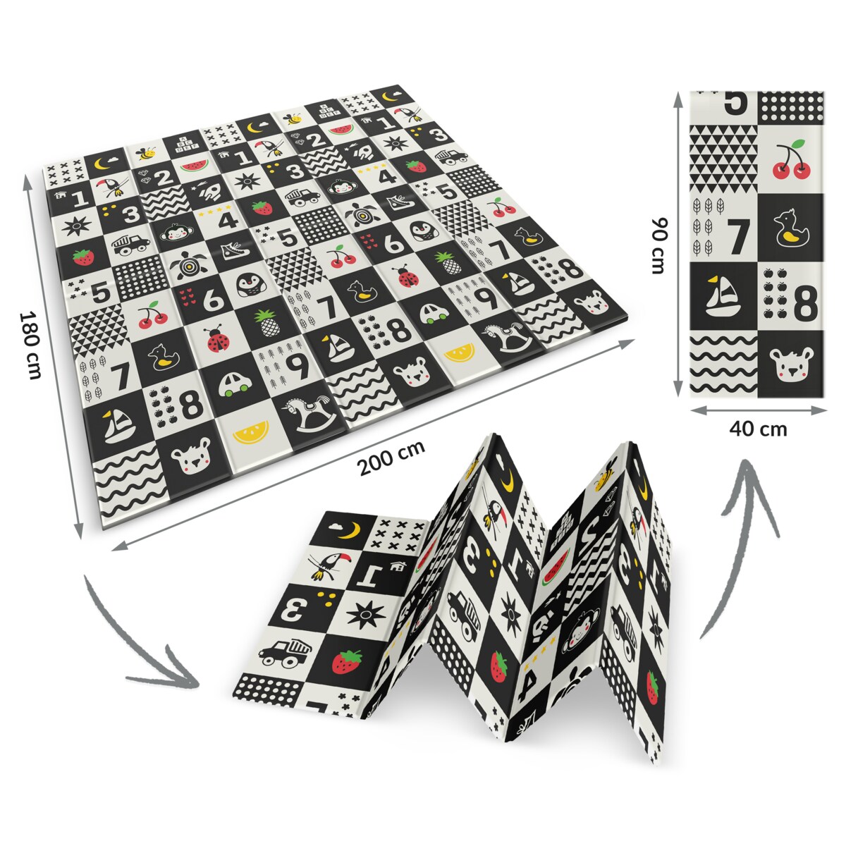 Mata piankowa edukacyjna składana dla dzieci duża 180x200 pianka xpe Nukido