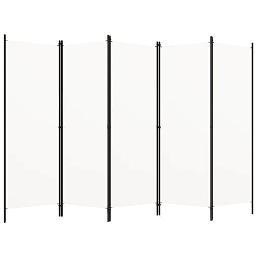 vidaXL Parawan 5-panelowy, biały, 250 x 180 cm