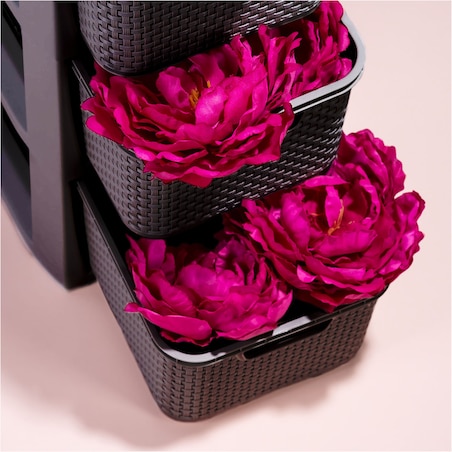 Koszyk Pojemnik Rattanowy Z Pokrywą Na Drobiazgi Kosmetyki Łazienkowy 19L Antracyt