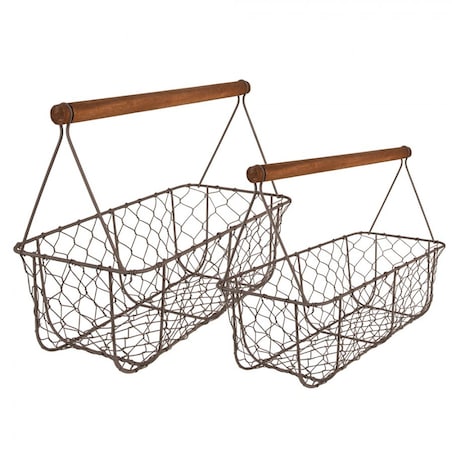 Kosz druciany z drewnianą rączką 2 szt. Craft