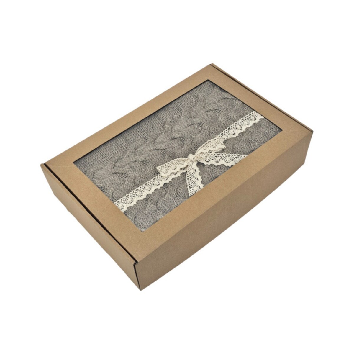 Koc dzianinowy z wełną 200x220 cm – AREZZO200 TAUPE