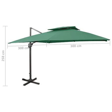 vidaXL Parasol wiszący z podwójną czaszą, 300x300 cm, zielony