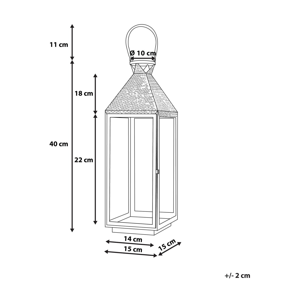 Lampion stalowy 40 cm srebrny BALI