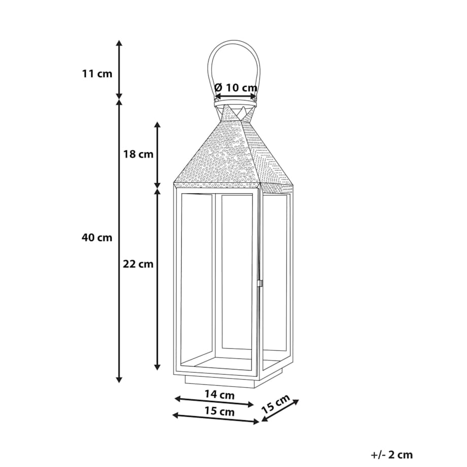 Lampion stalowy 40 cm srebrny BALI