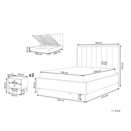 Zestaw mebli do sypialni welur 180 x 200 cm zielony SEZANNE