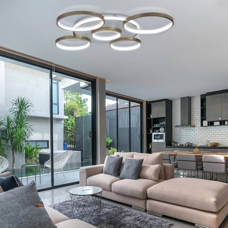 Okrągła lampa sufitowa 444 Domeno LED 120W 3000K-6000K złota