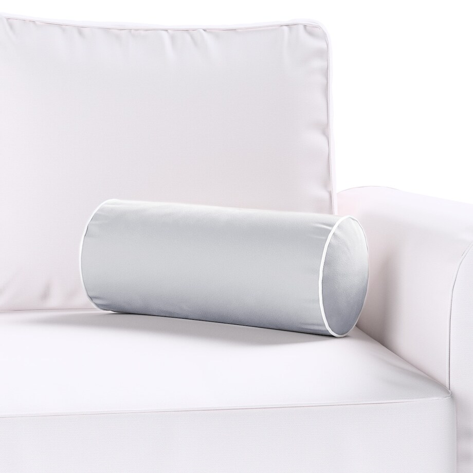 Poduszka wałek prosty z lamówką, srebrzysty szary, Ø16 x 40 cm, Velvet